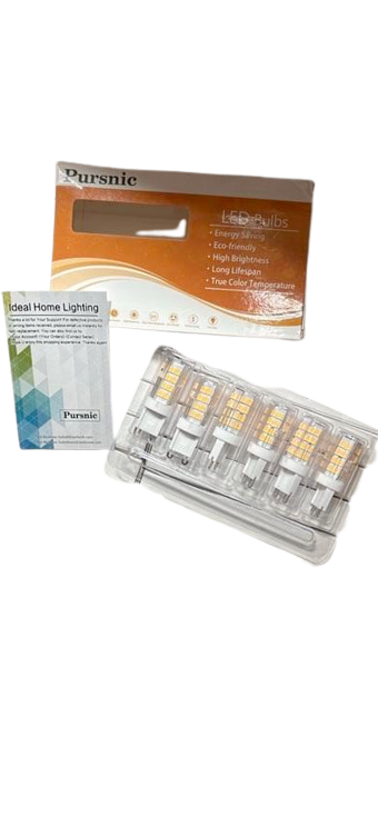 PURSNIC G9 LED Bulbs Cool White 6000K(6 Pack), 5W 400LM Equivalent to 40W - Background Removed